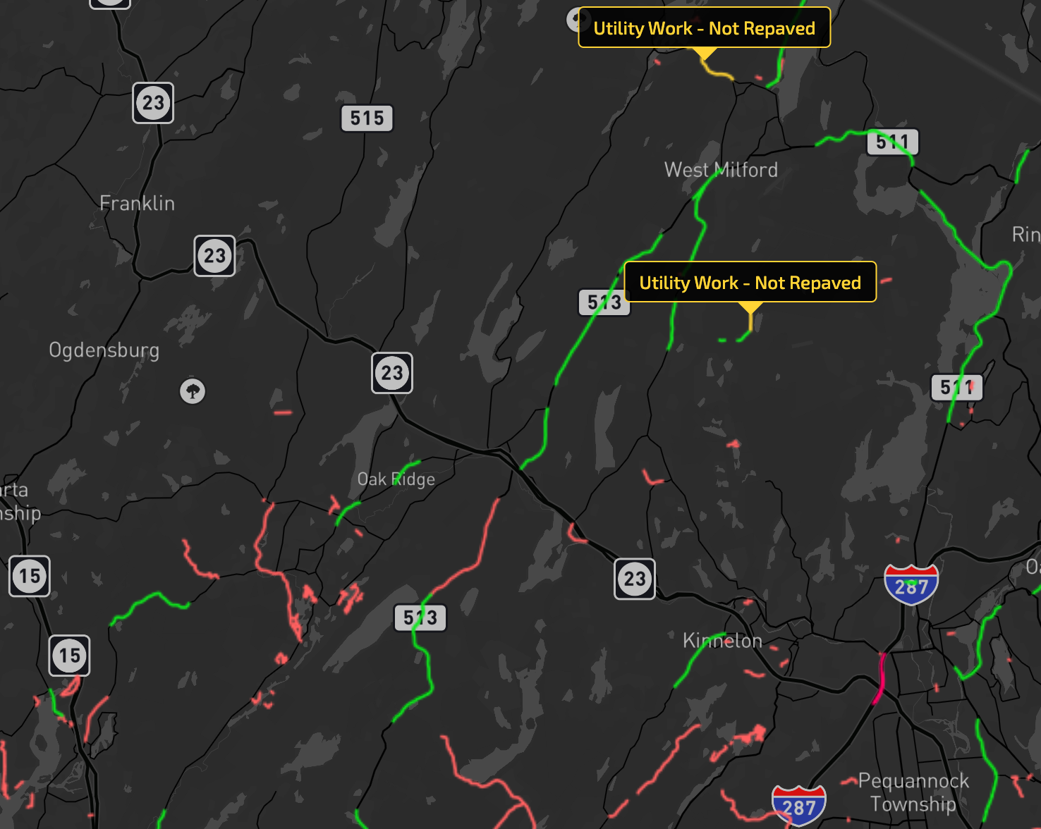 Aston Martin map — construction zones, surface