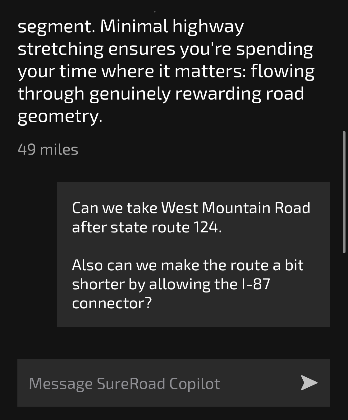 User requests route change